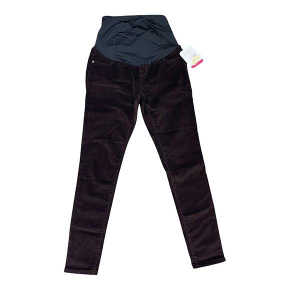 Burgundy Maternity Crossover Panel Skinny Corduroy Jeans by Ingrid & Isabel - Picture 10 of 10